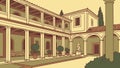 Classical Roman Courtyard with Arches and Columns Vector, vector design Generative AI Royalty Free Stock Photo