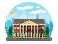 Classical school building and cityscape. Royalty Free Stock Photo