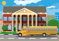 Classical school building and cityscape. Royalty Free Stock Photo