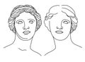 antique sculpture head of Venus de Milo, Aphrodite line art