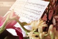 Classical Sheet Music In Elegant Floral Setting Royalty Free Stock Photo