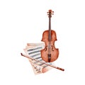 Classical Sheet Music with Violin and Bow illustration Royalty Free Stock Photo