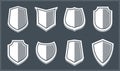 Classical shields collection vector design elements, defense and safety icons.