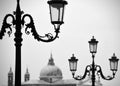 Classical street light in the lagoon of Venice