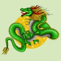 Classical style green design traditional dragon illustration