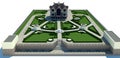 Classical style landscaping aerial perspective, 3D Render Royalty Free Stock Photo