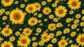 Classical style painting yellow Paris Daisy flower, tile seamless repeating pattern Generative AI
