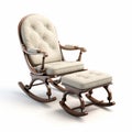 Classical Style Rocking Chair And Ottoman 3d Render On White Background