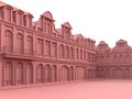 Classical style townhouse with coral pink color 3d render Royalty Free Stock Photo