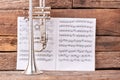 Classical trumpet and music notes. Royalty Free Stock Photo