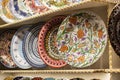 Classical Turkish ceramics on the market. Closeeup