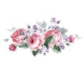 Classical vintage floral greeting card, watercolor Royalty Free Stock Photo