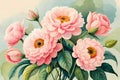 Classical vintage floral greeting card, watercolor bouquet of. Generative AI Royalty Free Stock Photo