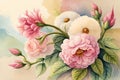 Classical vintage floral greeting card, watercolor bouquet of. Generative AI Royalty Free Stock Photo