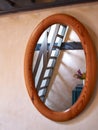 Classical vintage oval wooden mirror