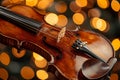 Classical violin close up with bokeh background Royalty Free Stock Photo