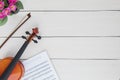 Classical violin with music notes sheet Royalty Free Stock Photo