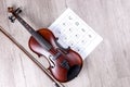 Classical violin with music sheet book Royalty Free Stock Photo