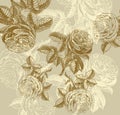 Classical wall-paper with a flower pattern.