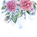 Classical Watercolor Vintage Floral Greeting Card, Watercolor Bo Royalty Free Stock Photo