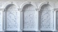 Classical White Marble Wall With Arches and Columns Interior Royalty Free Stock Photo