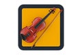 Classical Wooden Violin with Bow as Touchpoint Web Icon Button. 3d Rendering