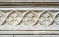 Classicism in architecture, simple classic art stone ornament, relief, object closeup, background, nobody. Building exterior Royalty Free Stock Photo