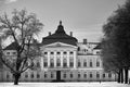 classicist facade of the palace in the village of Rogalin during winter Royalty Free Stock Photo