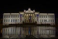 Classicist museum at night in Szeged city