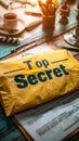 Classified document labeled Top Secret on an office desk indicating confidential information and the importance of data security Royalty Free Stock Photo