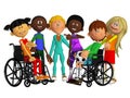 Classmates, friends with two disabled children Royalty Free Stock Photo