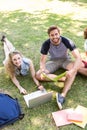 Classmates revising together on campus