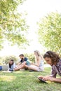 Classmates revising together on campus