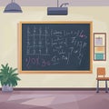 Classroom Blackboard with Mathematical Equations and Notes in Bright Educational Setting Royalty Free Stock Photo
