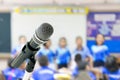 The classroom blur ,discuss work,microphone. Royalty Free Stock Photo