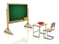 Classroom chair desk and blackboard Royalty Free Stock Photo