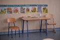 Classroom decorations for small kindergarten children. School in the Romanian education system