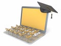 Classroom desks on the laptops keyboard 3D Royalty Free Stock Photo