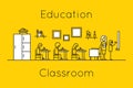 Classroom education thin line concept