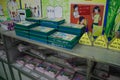 Classroom in an elementary school class in Hanoi. Inscriptions on notebooks and textbooks with student names