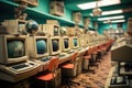 A classroom filled with vintage \'80s computers