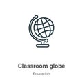 Classroom globe outline vector icon. Thin line black classroom globe icon, flat vector simple element illustration from editable Royalty Free Stock Photo