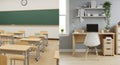 Classroom and Home Office: Education and Work from Home Concept Royalty Free Stock Photo
