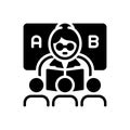 Black solid icon for Classroom, student and teacher