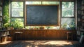 Classroom with green decor Royalty Free Stock Photo