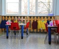 Classroom in kindergarten with small chairs and tables Royalty Free Stock Photo