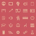 Classroom line color icons on red background