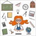 Classroom objects outline icons