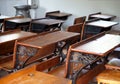 Classroom With Old Wooden Desks