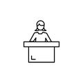 classroom, school, student, table line illustration icon on white background